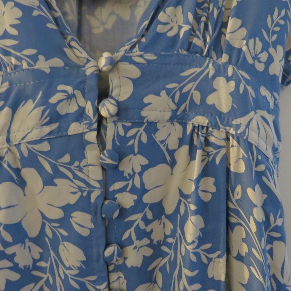 YIREH Brynn Floral Button Front Hawaiian Midi Dress in Denim Blue - Size M NWT - Picture 6 of 15